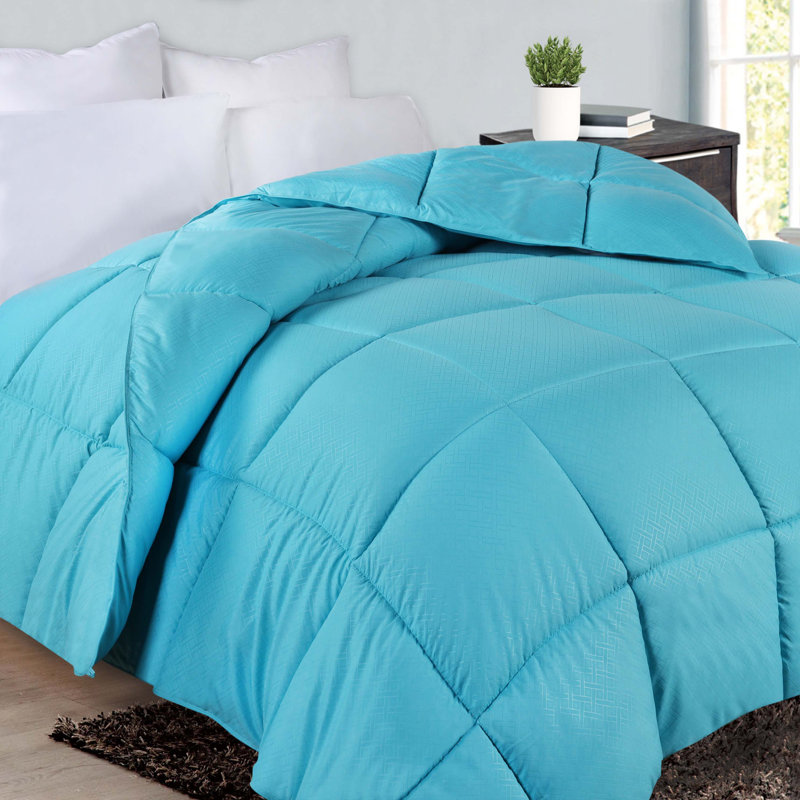 Superior Basketweave Striped Microfiber All-Season Reversible Down Alternative Comforter , Winter Blue, Twin / Twin XL