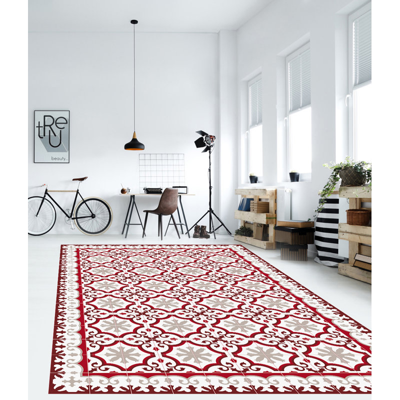 Emrey Vinyl Machine Printed Area Rug, Rectangle 5'3" x 7'6.6"