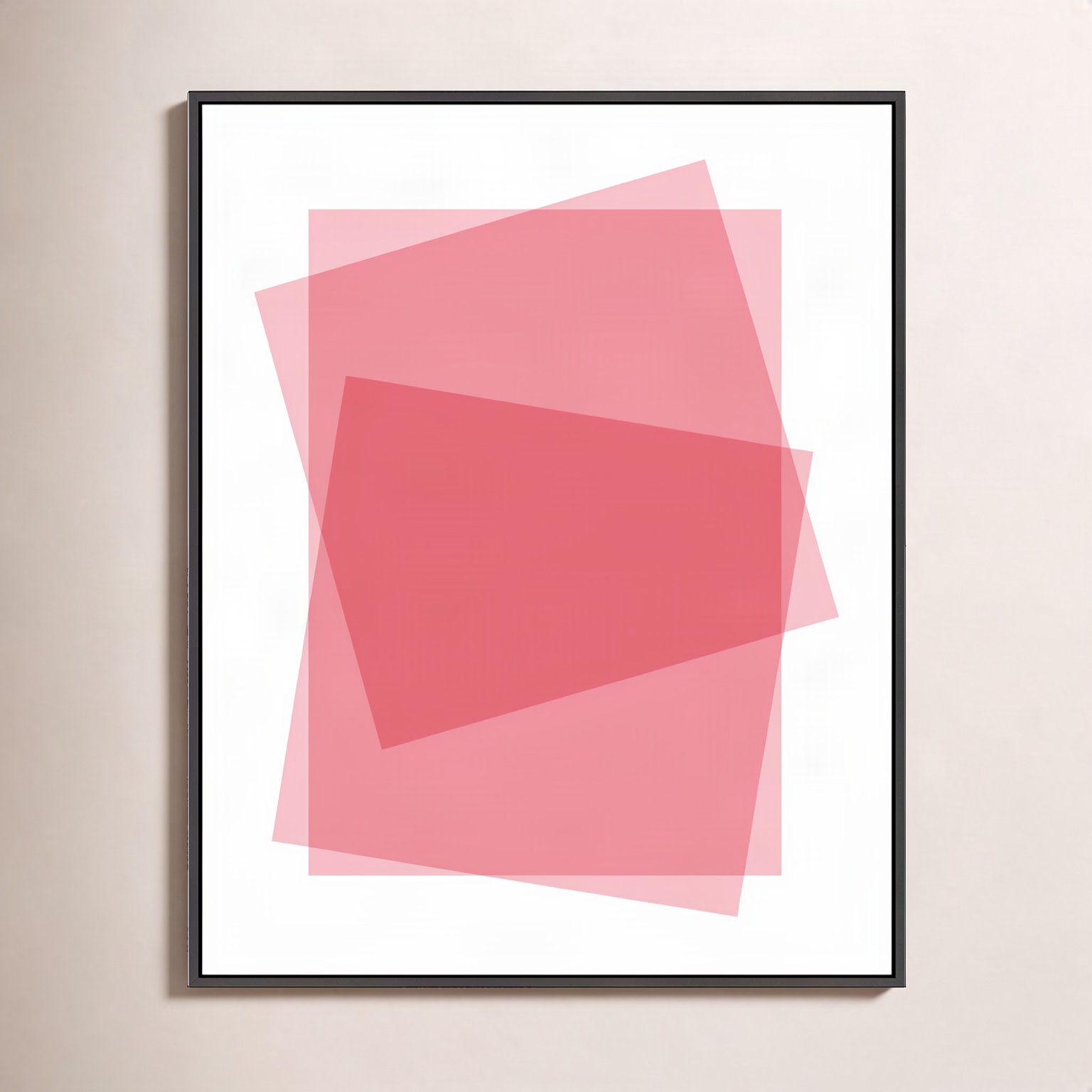 Kami "Pink" Print by Jacques Pilon, Black Framed Canvas, 38" H x 30" W
