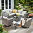 Baili 7 - Person Outdoor Wicker/Rattan Sectional Seating Group with Swivel Chairs, Modern Modular Conversation Set with Cushions