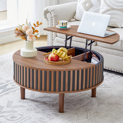 Table basse ronde à plateau relevable