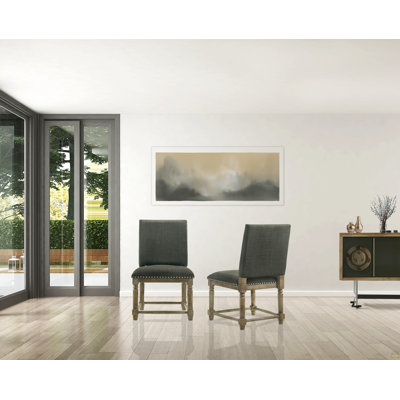 Ensemble de 2 chaises de salle à manger l 19 po en tissu gris