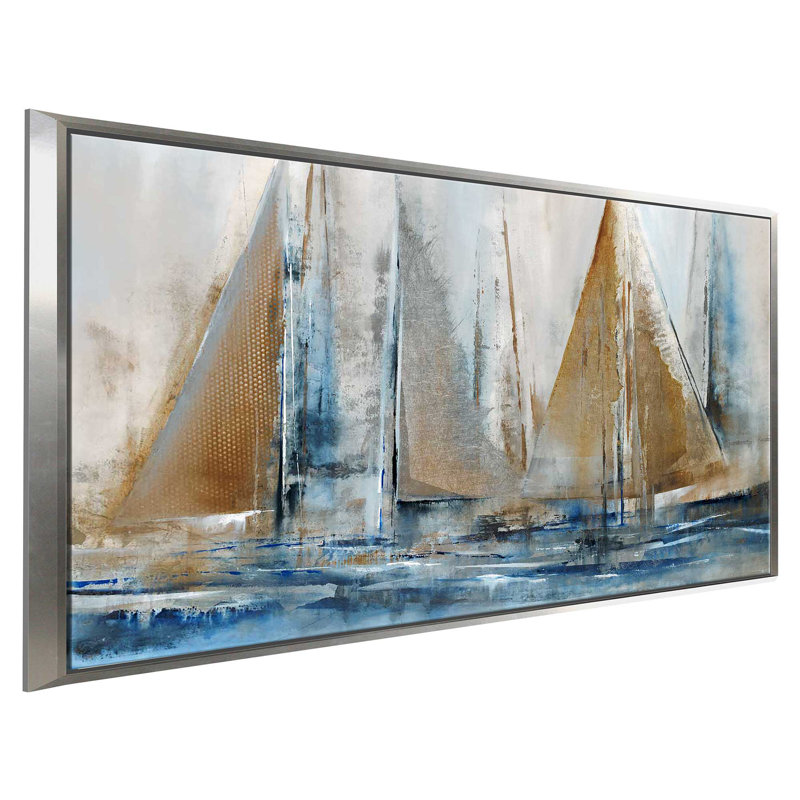 Gone - Peinture sur toile avec cadre flottant, H 21,5 po x l 33,5 po x P 2 po, Cadre flottant argent