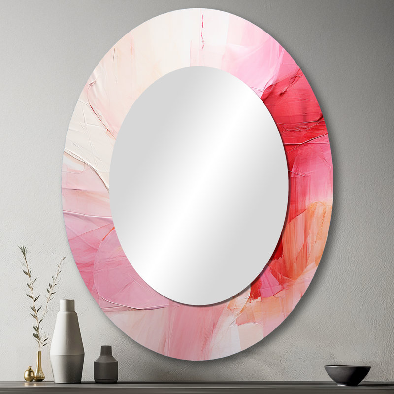 Miroir mural doré et rose à motif abstrait rivière I - Beige, 43 po x 33 po