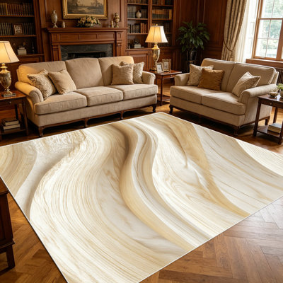 1PC Natural Wavy Light Beige Wood Grain area rugs for Living Room, Soft, All seasons, Easy-maintain, Washable Indoor mat, Farmhouse suitable for bedroom, dining area, entryway, home office, patio, hallway, Home Decor, Outdoor Decor.