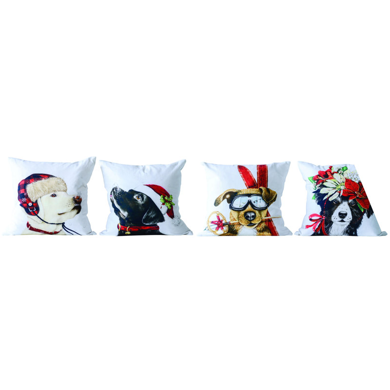Housse d’oreiller carrée en coton à motif de Noël acle