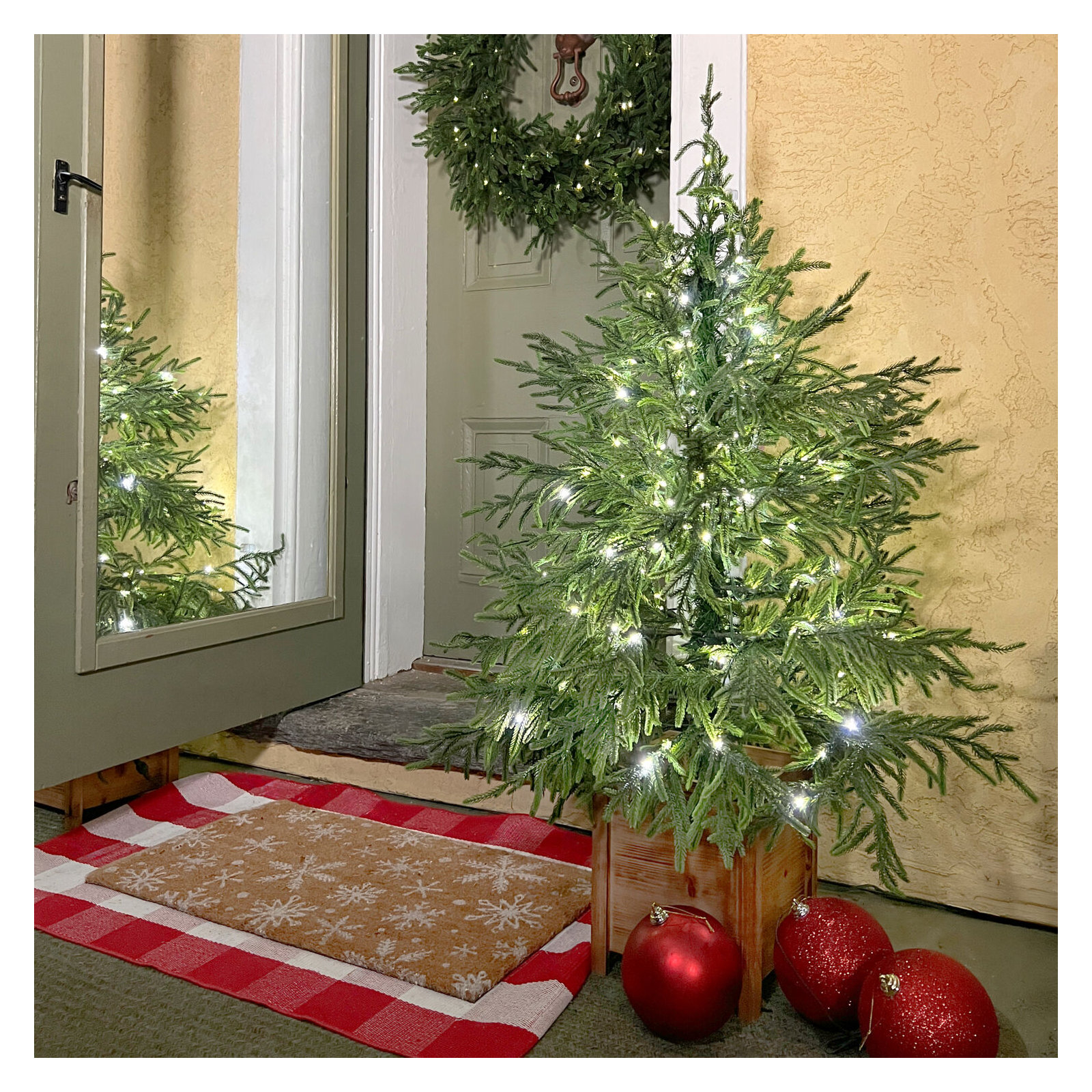 Potted Artificial Christmas Porch Tree