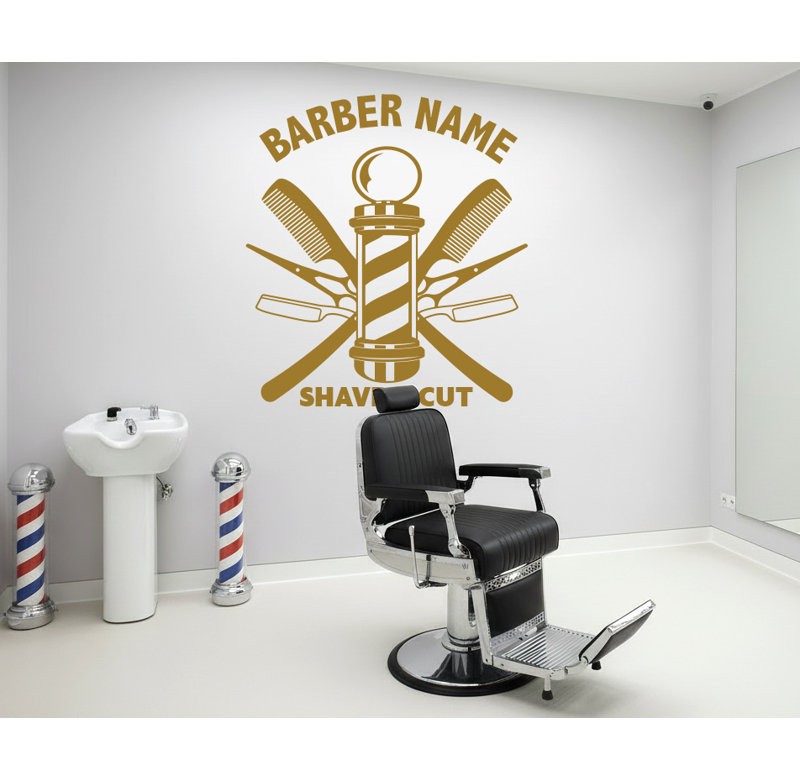 Adhésif décoratif barbier - vinyle moderne - autocollant mural - salon de coiffure, art mural - décor de studio de toilettage 339DRE