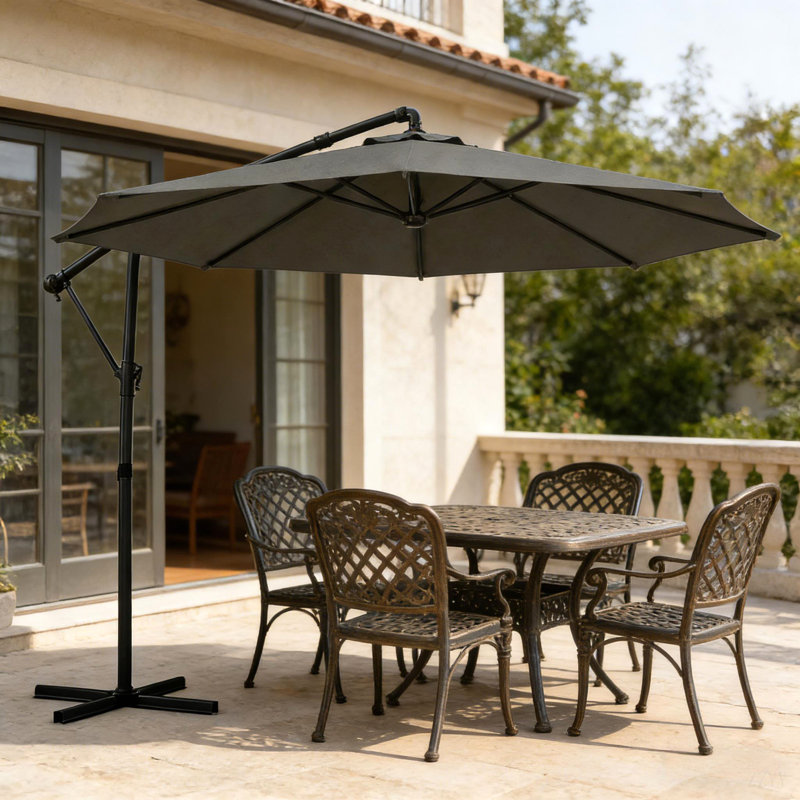 Parasol suspendu d'extérieur suspendu, parasol de patio, Gris