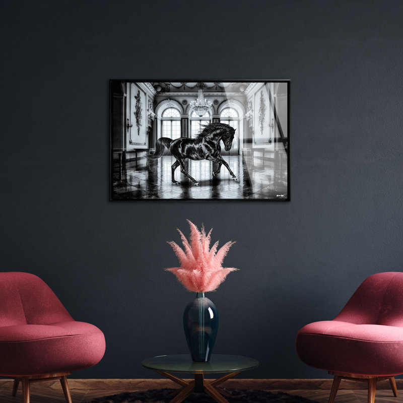 Ballroom Strut Horse Framed Acrylic, 24" H x 36" W