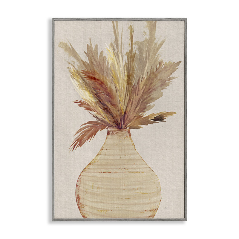 «Pots Wheat Reeds», art de la giclée encadrée par Susan Jill, H 18 po x l 12 po, Estampe numérique Farmhouse
