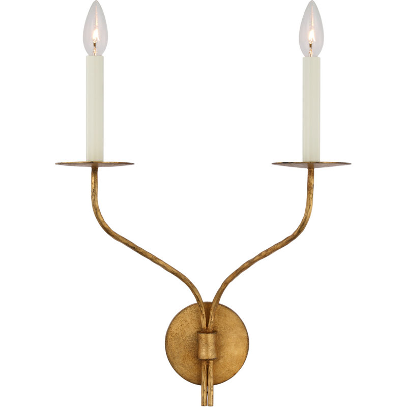 Ian K. Fowler Belfair Large Double Sconce, Gilded Iron