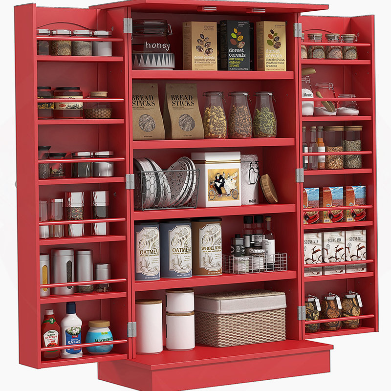 Garde-manger autoportant avec 12 tablettes de porte, portes doubles et tablettes réglables pour un rangement supplémentaire