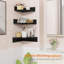 Tablettes d'angle flottantes, ensemble de 3 tablettes d'angle fixées au mur avec trou pour câbles, étagère de rangement en bois à 3 niveaux pour chambre à coucher, salon, cuisine-1821426499