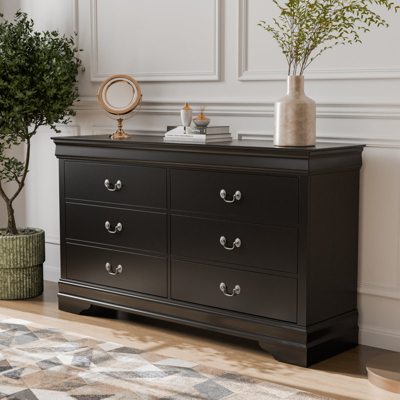 Commode en bois 6 tiroirs Aberdeen, Noir