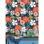  Papier peint auto-adhésif floral vert / jaune / rouge Boho