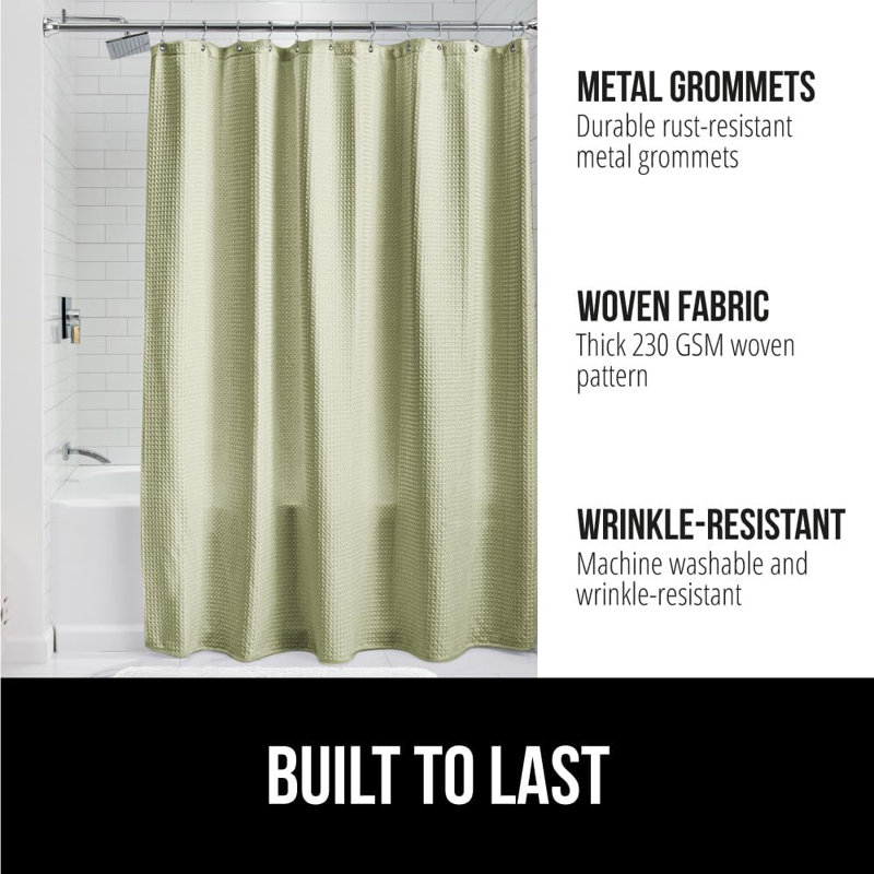 Rideau de douche Premium Waffle Weave, Green