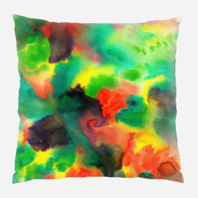 Coussin décoratif aquarelle Bustos, Microsuède, Intérieur