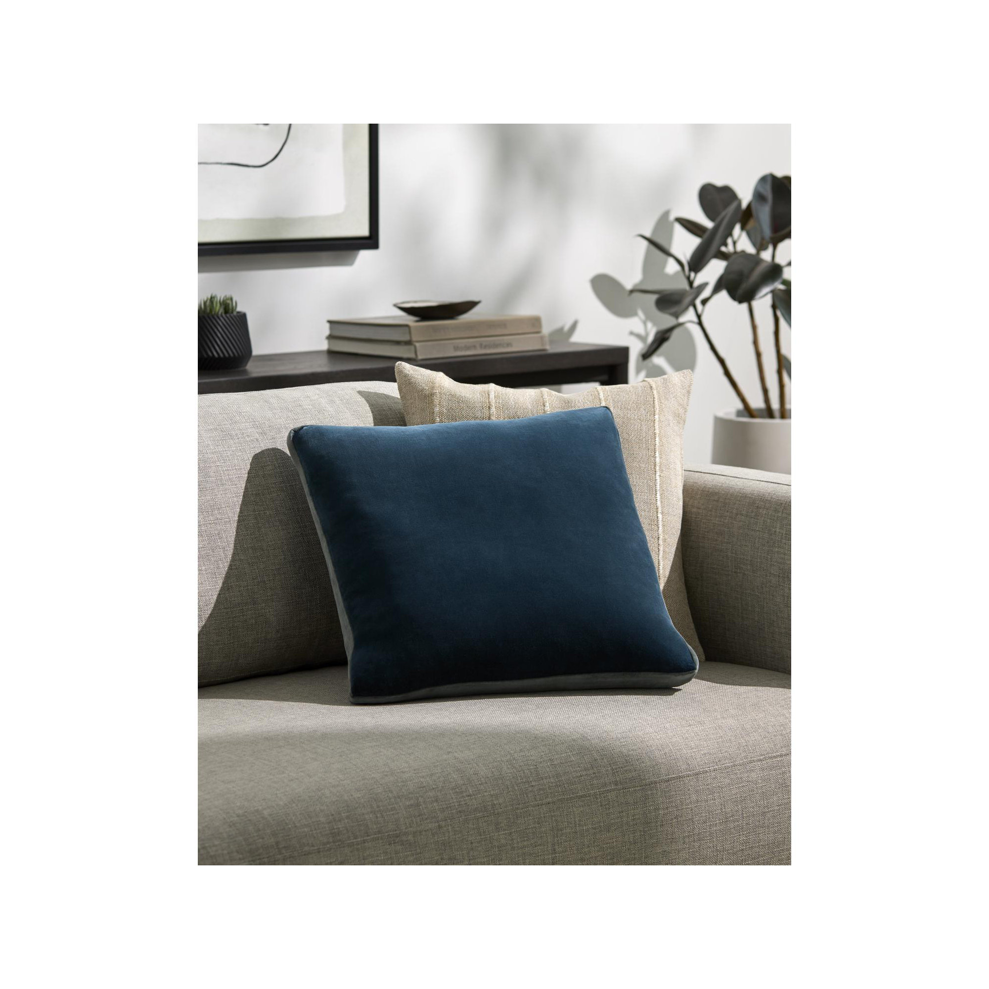  Nicholas Cotton Throw Pillow, Blue/Gray, Down, 20" x 20"
