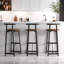 Ensemble de 3 tabourets de bar avec dossier, repose-pieds et structure en métal