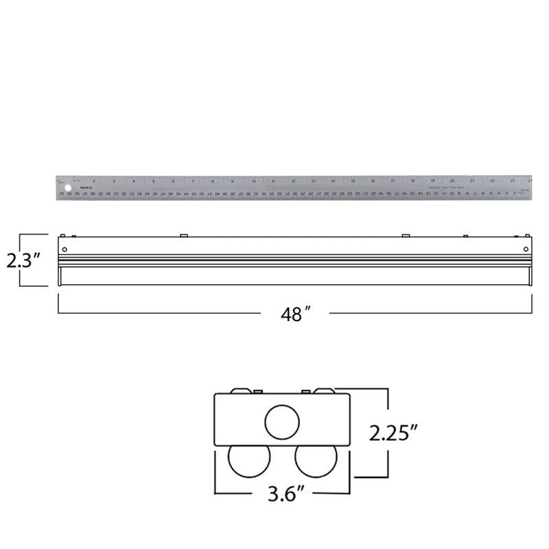 4FT Twin Tube LED Shop Light Dimmable Linear Fixture, Damp Rated UL Listed