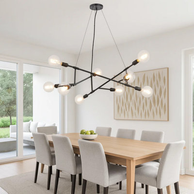 Sena 36 Inch Chandelier, Sputnik Style w Canopy, Charcoal Gray Metal