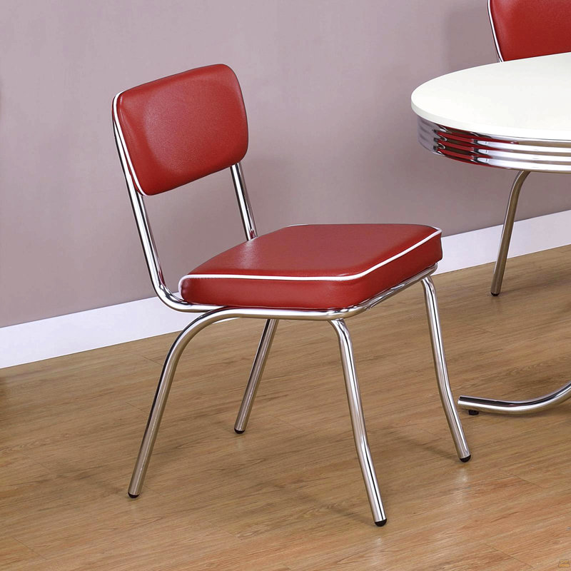Red And Chrome Upholstered Side Chairs (Set Of 2), Red