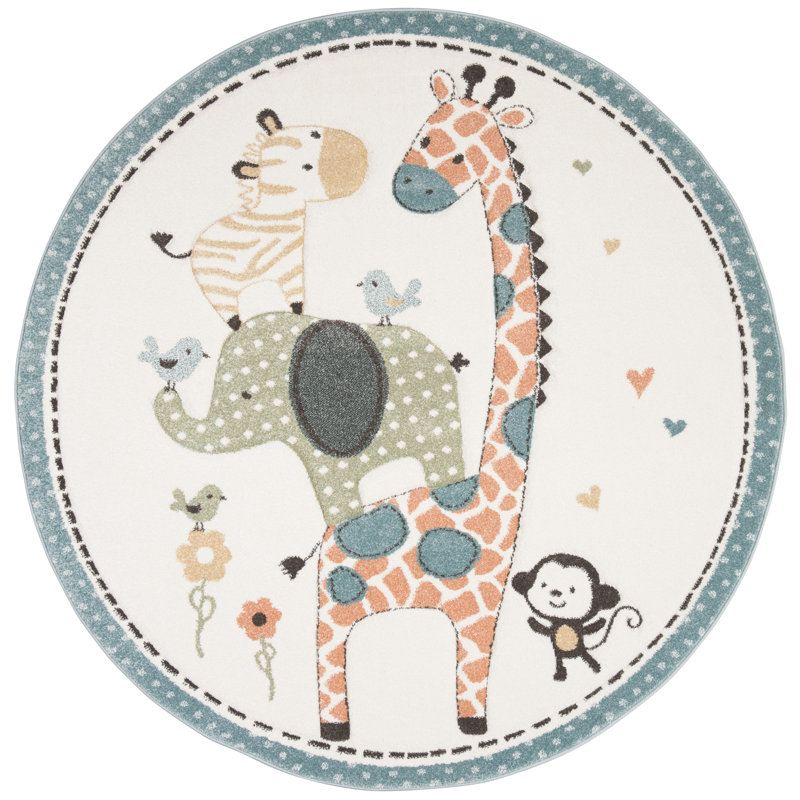 Tapis pour enfants ivoire Burgan, Rond 3 pi