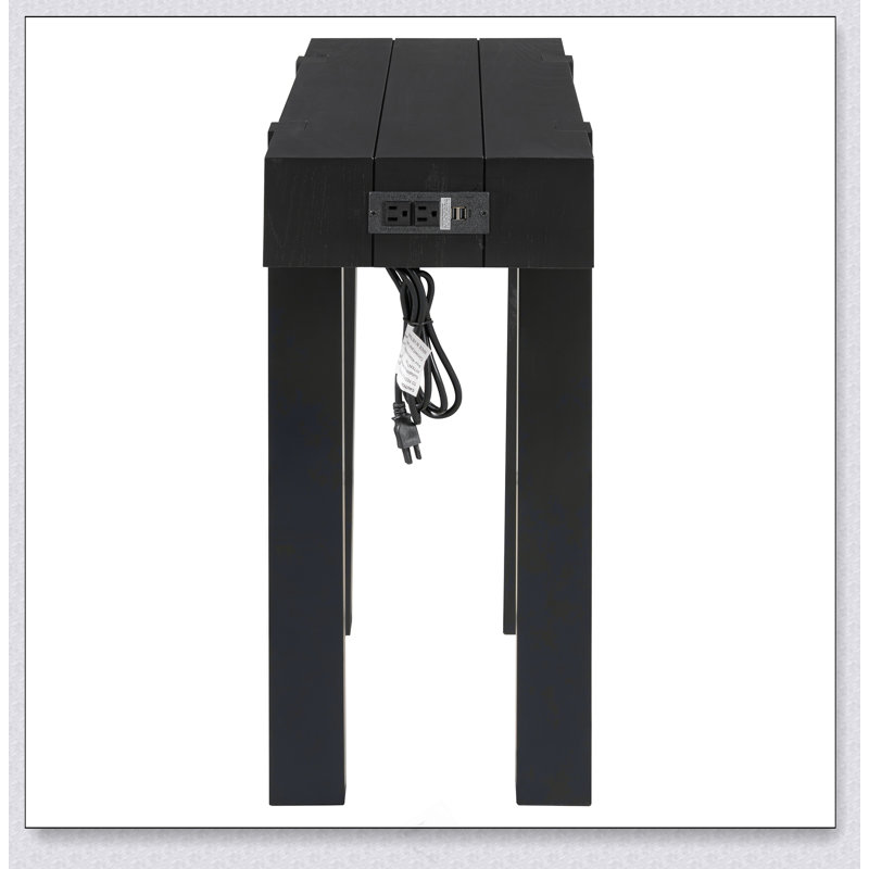 Console rustique minimaliste avec tiroir caché, prise de courant latérale, table d'entrée en bois pour les entrées, les salons et les bureaux à domicile