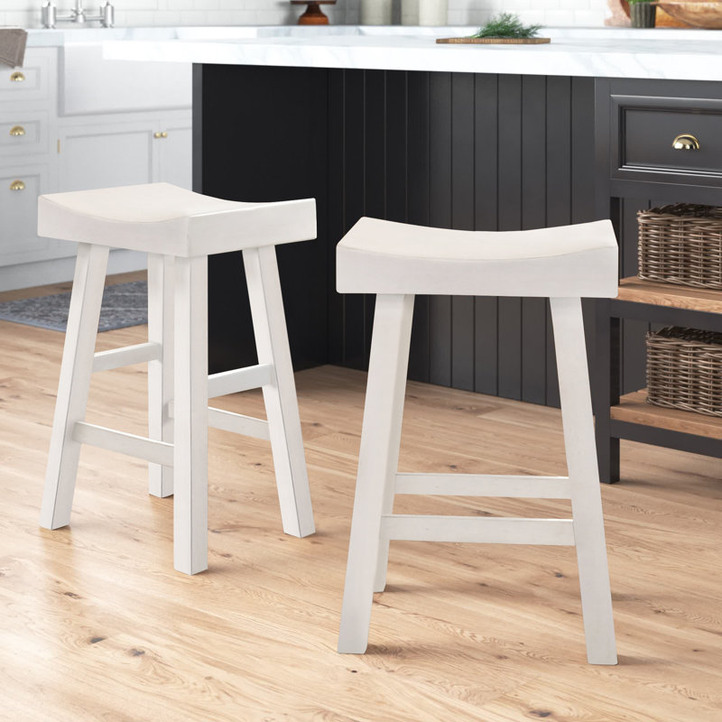 Tabouret de bar et de comptoir Melvyn, Blanc antique, Tabouret de bar (hauteur du siège de 30,5 po)