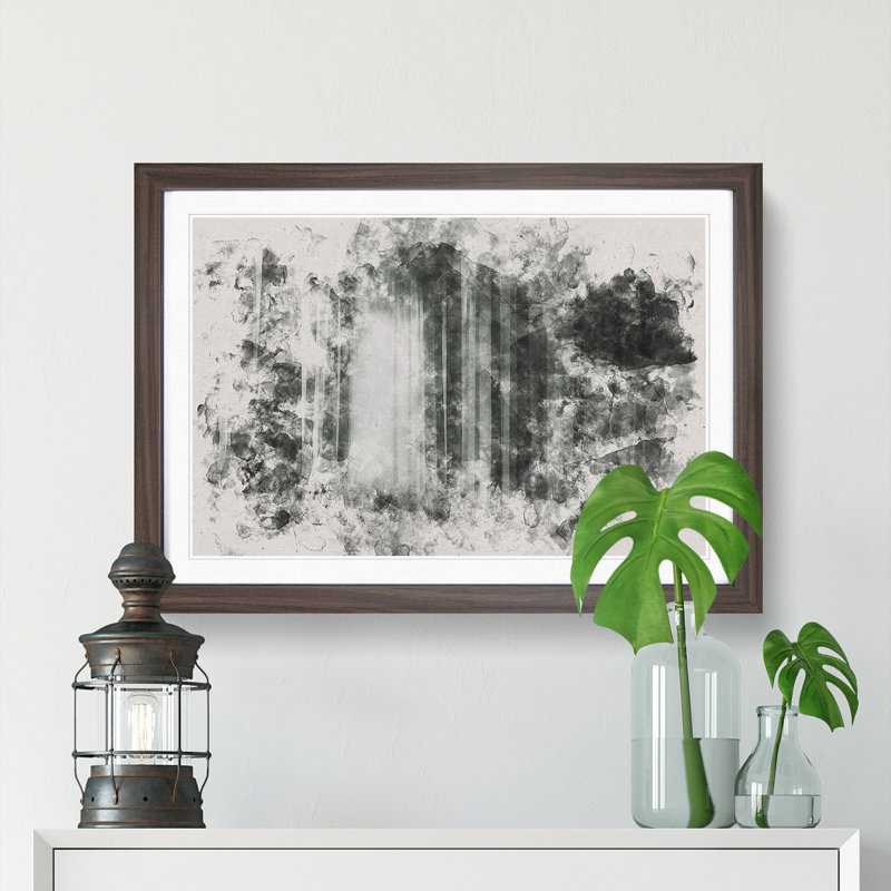 Twilight Forest Watercolour - Picture Frame Graphic Art, Walnut, 35cm H x 50cm W x 2cm D