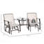 Causeuse avec chaise berçante d'extérieur beige et table basse 2 places