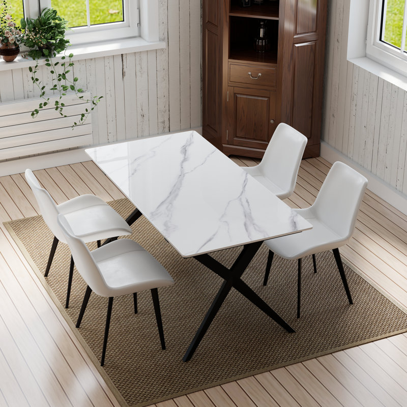 Table de salle à manger Modern, Blanc, H 29,53 po x L 63 po x l 31,5 po
