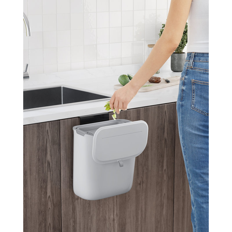 9 Litre Touch Top Kitchen Trash Can, Grey