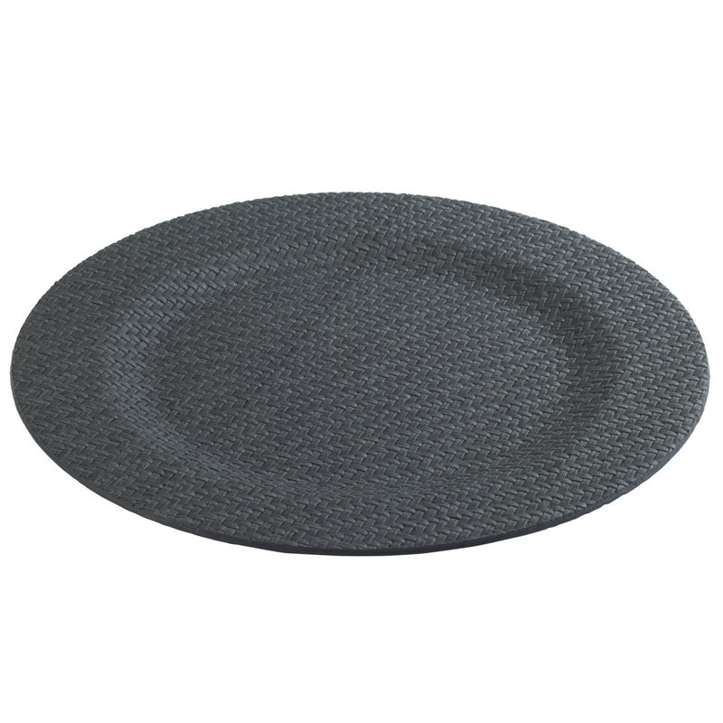 Wicker Vinyl Chargers, Black
