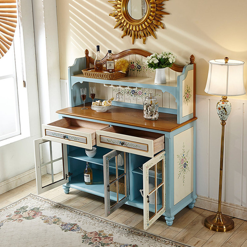Buffet moderne en bois massif bleu, 58.27