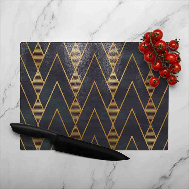 Geometreic Lines Glass Chopping Board, 40cm L x 28cm W