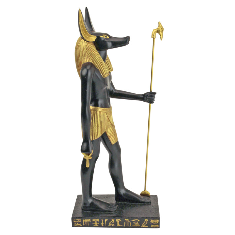 Anubis Black and Gold Resin Egyptian God Statue, 8.5 inches
