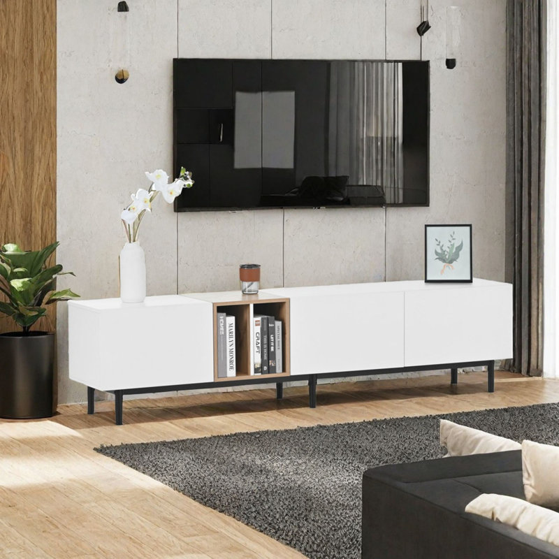 Crédence de rangement l 76,8 po Nyora, Blanc / brun
