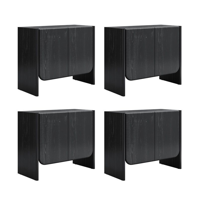 Armoire de rangement arquée pour hall d'entrée, H 32 po x l 153 po x P 17 po, Noir, 4