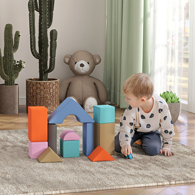 Qaba Soft Play Equipment For Kids, 11 Piece Toddler Climbing Toys Indoor, Soft Play Climbing Blocks For Kids Development And Colour Education, Dark Colour