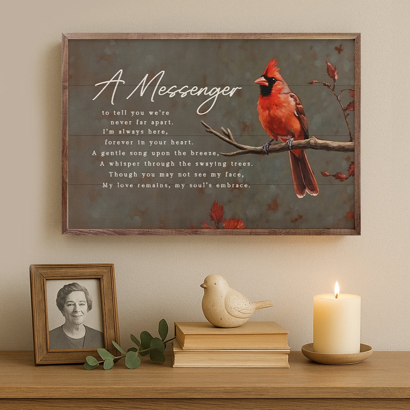 Un cardinal messager, H 24 po x l 36 po