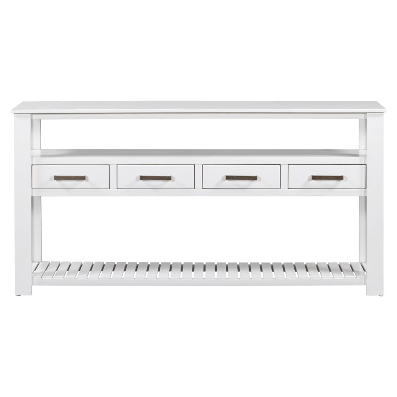 62.2'' Large Entryway Table With 4 Drawers, White