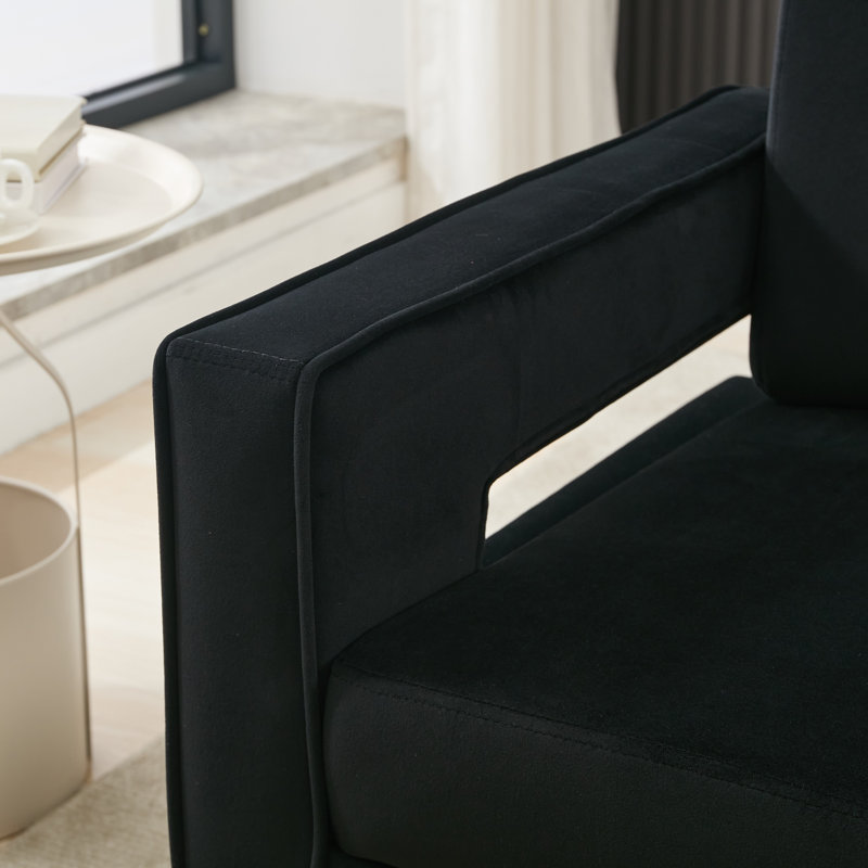 Morden Velvet Accent Chair, Black Velvet, 1
