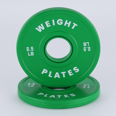 2.5LB Rubber Coated Weight Plates Pair, Bumper Plates for Home Gym, Fits 2-Inch Bars, Steel Core, Green