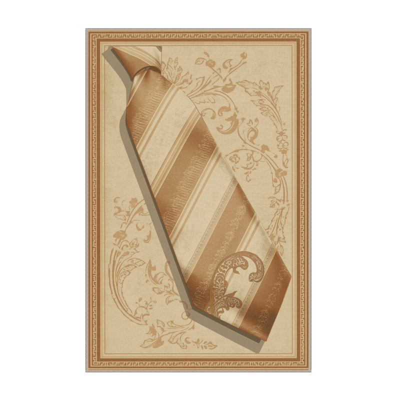 Tapis rayé beige doux et moelleux Dormont, 7 x 9
