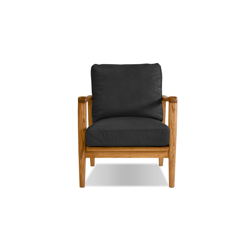 Chaise longue en cuir véritable de 68,58 cm de large Craftsman, Noir, Naturel