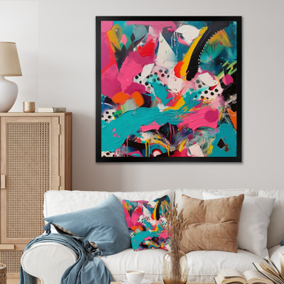 «Pink and Turquoise Abstract Enigma II», reproduction d'art sur toile
