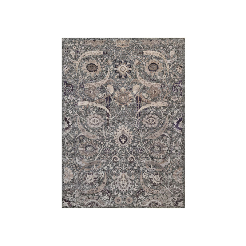 Tapis oriental brun en laine et en soie noué à la main 10 pi x 13 pi 10 po 99F988F44C104190B42EA8C6BD19EF09