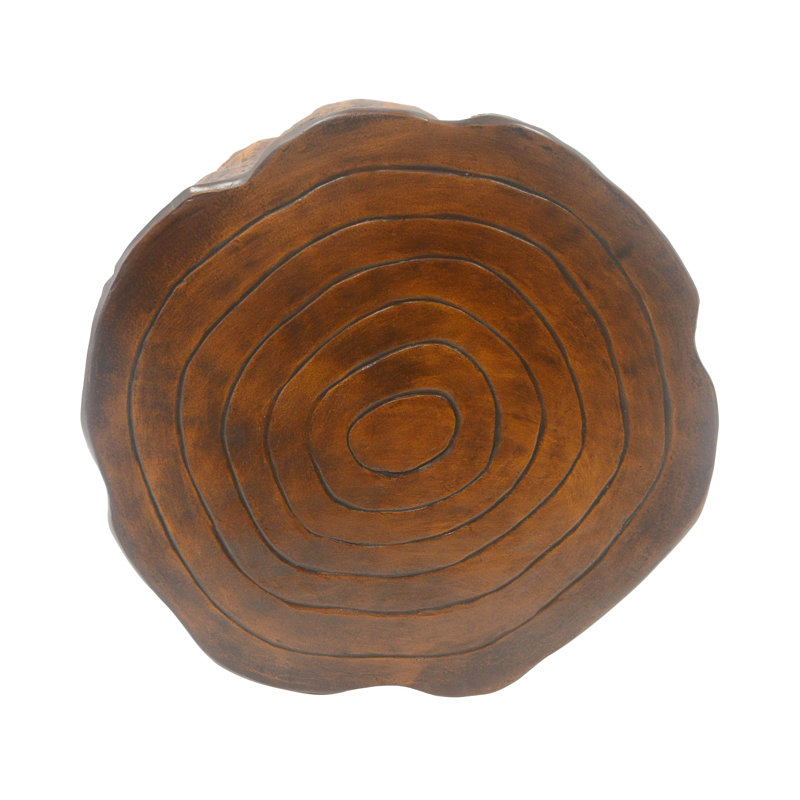 Table d'appoint rustique Ulman MGO en forme de souche d'arbre avec texture d'écorce, design ajouré pour une utilisation intérieure et extérieure
